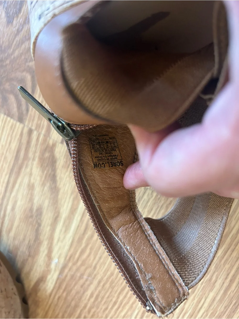 Sorel Cameron Brown Cork Wedge Sandals with Elastic Ankle Straps